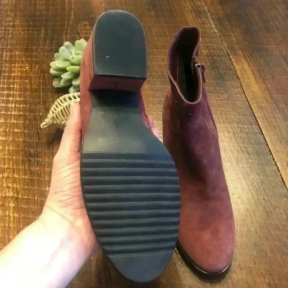 VANELi | Cranberry Color Suede Ankle Boots with Block Heel - Picture 5 of 6